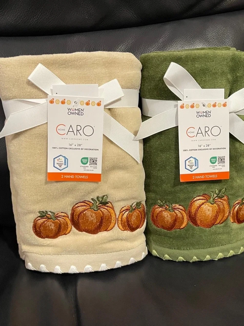 Thanksgiving CARO HOME Pumpkin Hand Towels (2) Thanksgiving Pumpkin Towels